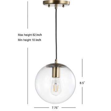 Bleecker 7.75" Metal/Glass Globe LED Pendant